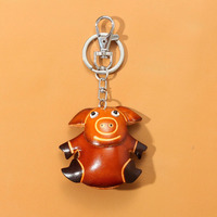 Porte-clés cochon du zodiaque chinois en PU, pendentif léger, breloque de sac, fermoir, souvenir de voyage, cadeau