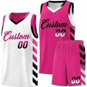 Custom Reversible Basketball Jersey Set Personalized Print Name Number Moisture Wicking V Neck Unisex Adult Team Uniform - Product Image 1