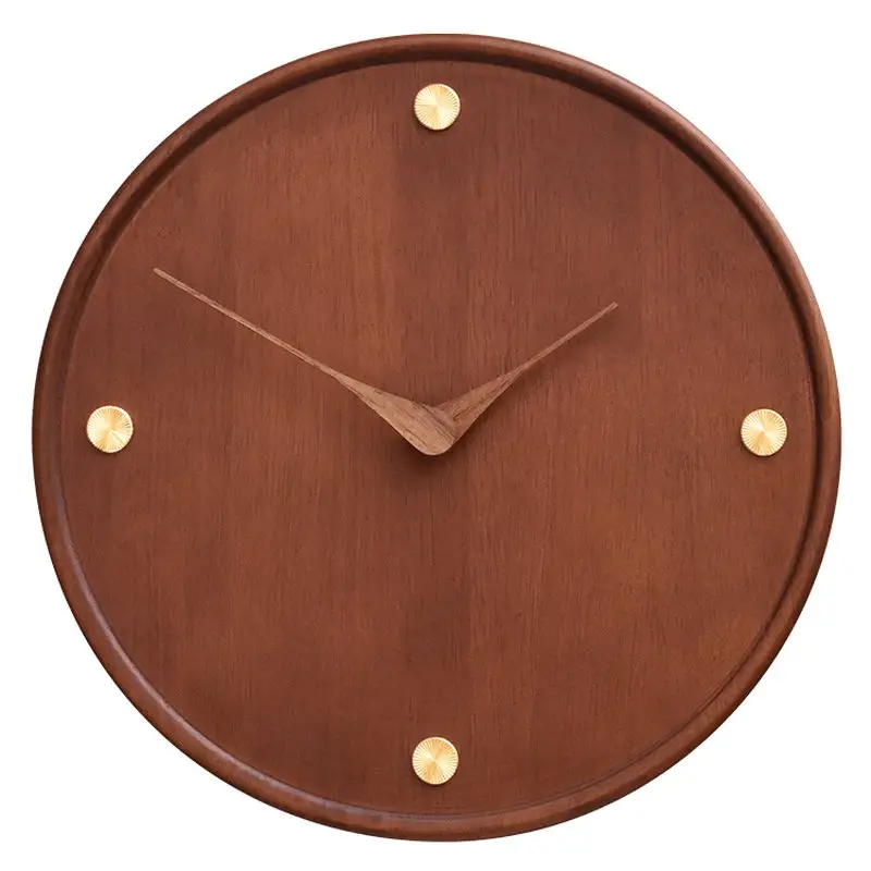 Horloge murale ronde en bois antique avec logo personnalisé horloge murale élégante à quartz pour chambre à coucher horloges de décoration de la maison