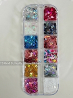 TSZS Kit de paillettes à pois pour ongles, 12 compartiments, 1 mm, tailles mixtes, points ronds, 12 couleurs, accessoires de manucure DIY