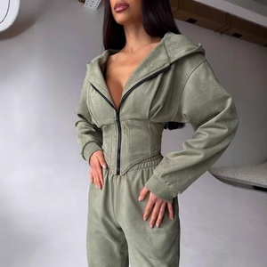 Herbst- und Winter-Damen-Set: Einfarbiger Kapuzenpullover mit Hose, Sport-Freizeithose, Zweiteiliges Outfit - Product Image 1