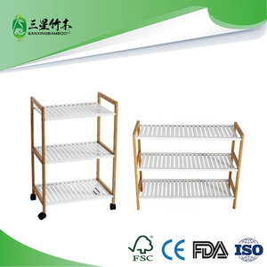 Custom-made multi-functional bamboo <b>trolley</b> for kitchen, living room, and bedroom; floor-standing bamboo storage rack and shoe - Product Image 5