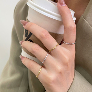S925 Pure Silver Bamboo <b>Ring</b> Women's Minimalist Arc Design Fine Jewelry Everyday Wear - Product Image 1