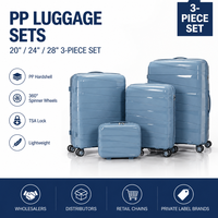 Valise de voyage rigide en PP avec logo personnalisé, ensemble de voyage couleurs assorties, coque géométrique, rangement imbriqué