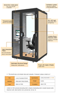 Cabine de bureau acoustique en panneaux de bois traditionnels, insonorisée, pour une réunion téléphonique en intérieur et un travail silencieux