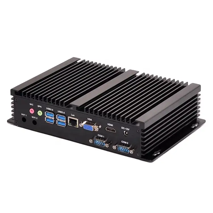Compact Rugged Outdoor Fanless Industrial Mini PC 12V Core I5 5250U Win7 Embedded Linux Server Micro Computer for Kiosk ATM CCTV