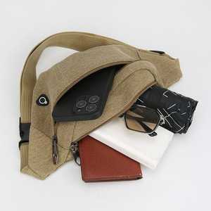Men's Chest Bag Canvas Waist Bag Durable Outdoor Everyday Use Brown Black Military Green Khaki Solid Color - Product Image 4