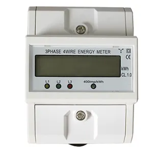 Hight Quality four poles Three phase four wire smart din rail digital electronic energy meter with large LCD screen display