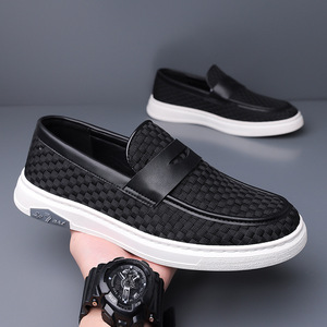 Mocasines Blancos Tejidos Sin Cordones, Transpirables, con Suela Suave, Zapatos Casuales para Hombre, Talla Adulto 189 - Product Image 2