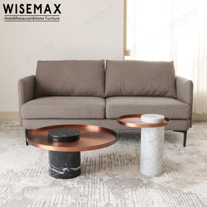 WISEMAX, mesa de centro redonda de diseño superior de Metal de acero inoxidable barato, Base de mármol blanco moderno, mesa auxiliar para sala de estar a la venta - Product Image 5