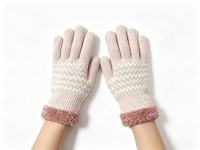 Gants en tricot jacquard acrylique/coton, chauds et épais, roses, pour l'hiver, confortables pour femmes et hommes, pour le sport, les activités de plein air et le quotidien