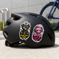 Autocollant Adhésif Vinyle Découpé Personnalisé avec Logo Ours Graffiti, Couronne et Chaîne Brodés pour Skateboard et Casque
