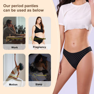 Encaje sin costuras Cheeky Breve Transpirable Patente A prueba de fugas 4 capas Absorbentes Menstrual Ropa interior Culotte Menstruelle - Product Image 4