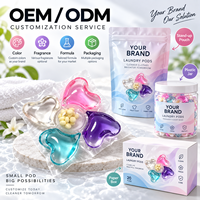 5 in 1 Deterjen Pakaian Sekali Pakai dalam Bentuk Pod OEM ODM Formula Pewangi Warna Kemasan Kustom Label Pribadi Kapsul
