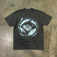 T-shirt Streetwear Graphique OEM 300GSM Coton Lourd Personnalisé avec Logo Impression DTG Homme Oversize Uni Vintage