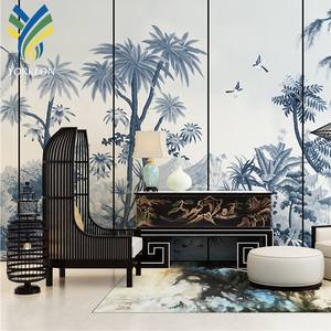 YKWS 001 Design moderno 3D carta da parati rotoli verde botanica natura oro <span class=keywords><strong>legno</strong></span> impermeabile camera da letto decorazione Papier Peint <span class=keywords><strong>murale</strong></span> - Product Image 3