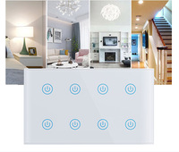 Interrupteur mural tactile LEDEAST DS-1431WN 8 gangs, norme britannique, avec contrôle de minuterie pour maison intelligente, compatible avec Alexa et Google Home (commande vocale)