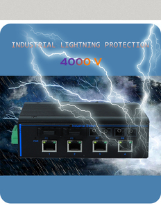 สวิตช์เครือข่ายอุตสาหกรรม Gigabit PoE 4 พอร์ต RJ45 2 พอร์ต SFP แบบติดตั้งบนราง DIN พร้อมตัวแปลงสัญญาณมีเดียอีเธอร์เน็ตสำหรับการเชื่อมต่อกล้องวงจรปิด - Product Image 2