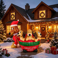 Dachshund gonflable lumineux à LED avec chapeau de Noël, décoration de jardin extérieure imperméable pour fête de Noël