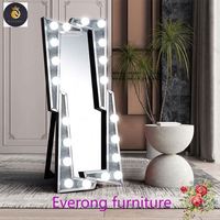 Miroir de courtoisie hollywoodien en diamant écrasé, miroir pleine longueur avec lumières LED