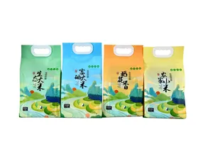 China Leverancier Oem Aangepaste Logo Nylon Plastic 1Kg 2Kg 5Kg Platte Bodem Zakje Rijst Verpakking Zakken