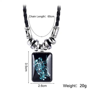 Pingentes do punk <span class=keywords><strong>rock</strong></span> meninos, joias de couro com zodíaco, colares pretos, vintage, luminosos, 12 constelações - Product Image 6