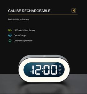 <b>LED</b> Smart Table Alarm <b>Clock</b> Rechargeable Night Light Electronic Movement Snooze Music Functions Touch Control Home Outdoor - Product Image 5