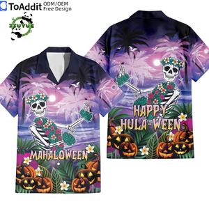 Aloha Custom Hawaii Style Poliéster <span class=keywords><strong>Hombres</strong></span> Blusa Tropical Floral Impreso <span class=keywords><strong>Hombres</strong></span> Casual Halloween Hawaiian Turtle Vacation Shirt - Product Image 5