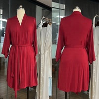 Peignoir en modal doux à manches longues 230 g/m², kimono de luxe tricoté uni, confortable, respirant, court, pour femme