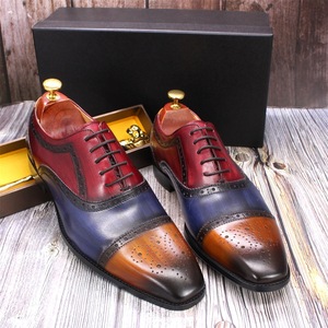 Chaussures en cuir pour hommes - Chaussures Oxford à motif brocart anglais en design multicolore - Convient pour les occasions professionnelles et décontractées, ainsi que pour les occasions formelles - Product Image 3