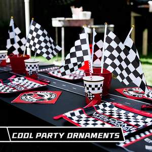 Оптовая продажа, Пользовательский логотип, размахивающий рукой мини-флажки 12x18 дюймов, флажки из полиэстера, черно-белый автомобильный гоночный ручной сигнальный флаг - Product Image 4