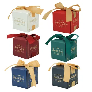 Piccole scatole regalo bomboniere matrimonio con nastri scatole di caramelle per feste di compleanno Baby e nuziali-scatole di carta