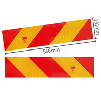 Placa Reflectante Trasera para Camión, Tamaños Personalizados, Adhesivo Rectangular Diagonal Rojo y Amarillo, Alta Visibilidad, PVC Imprimible y Desgarrable