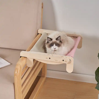 Hamac pour chat rectangulaire en bois, design respirant, couleur naturelle, lavage à la main, options de fixation au sol ou en fenêtre, direct usine
