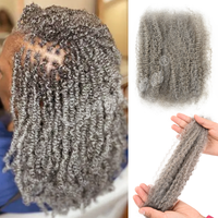 Extensions de Cheveux Humains Brésiliens Remy Gris Originea Afro Kinky en Vrac pour Tressage Crochet Réparation de Locs Torsadés - Importé du Brésil