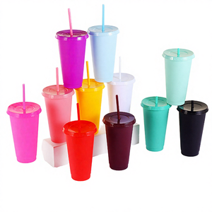 High Quality BPA Free Custom Logo 500ml <b>Reusable</b> PP Single Wall Cold Juice Drink Coffee Mug Tumbler <b>Cups</b> Lids Straws - Product Image 4