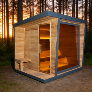 ساونا بخار كهربائية مبللة بالأرز الأحمر على الطراز الأوروبي الحديث مع بوابة لـ 4 أشخاص للاستخدام في الشقق - Product Image 1