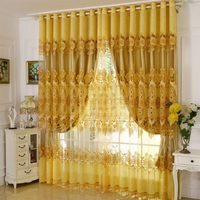 Rideaux brodés pour la maison, tissu occultant en polyester à motifs floraux exquis pour salon, chambre à coucher, tissu de rideau pour la maison