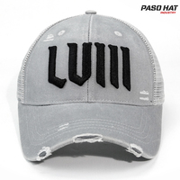 Gorra Trucker de Malla Desgastada de 6 Paneles con Logotipo Personalizado, Bordado 3D, Gorra de Béisbol Vintage con Cierre a Presión
