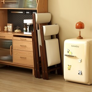 Nordic style foldable <b>bamboo</b> solid wood dining chair, simple dormitory leisure office computer chair, balcony comfortable <b>stool</b> - Product Image 3
