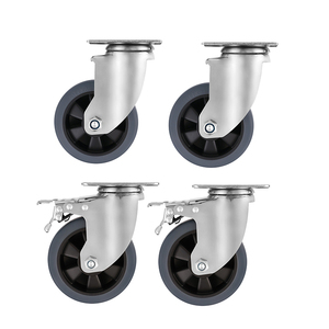 <span class=keywords><strong>Chariot</strong></span> d'atelier 150 mm (<span class=keywords><strong>6</strong></span> pouces) robuste avec roulettes pivotantes en caoutchouc thermoplastique TPR et roulement à billes double en acier, gris - Product Image 1