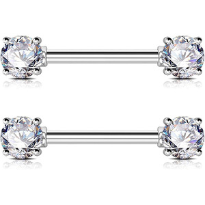 Clous d'oreille en acier inoxydable avec zircon, serti à griffes rondes, argent et or, bijoux de piercing tendance, cadeau - Product Image 1