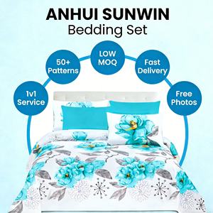 ODM/OEM King Size 8 Pieces Bed <strong>Sheet</strong> Blue Floral Printed Curtains Polyester Pillowcases Light-industry-daily-use Bedspread Set - Product Image 6