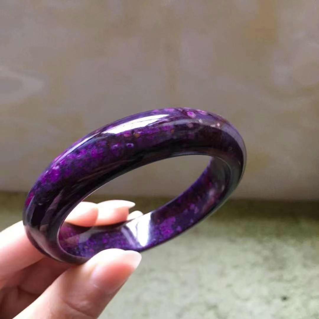 翡翠バングル　紫色 天然翡翠バングル紫氷翡翠旧鉱山ブレスレットオリジナル石バングル内径
