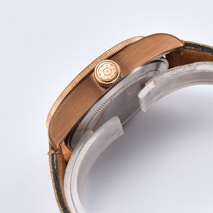 Nieuwe Heren Waterdichte Automatische Mechanische Horloges 41Mm Saffier Bruine Wijzerplaat Met Pvd <span class=keywords><strong>Case</strong></span> 22Mm Lederen Band Analoge Display - Product Image 5