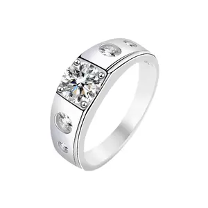 1 Eternity Engagement 3mm 2 Row 3row 925 Sterling Silver Vvs Moissanite Diamond Women Luxury Wedding Ring For Men
