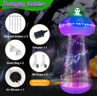 Modèle gonflable OVNI extraterrestre avec faisceau lumineux pour décoration de jardin Halloween, accessoire de fête et présentation sur le thème science-fiction