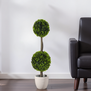 Entrepôt USA - Vente Flash Été 2026 - Arbre Artificiel 83CM Style Troène Double Boule (avec Pot en Plastique Noir) - Ensemble de 2 Pièces - Product Image 2