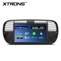 Estéreo para Auto Android 15 de 7 Pulgadas, 4+64GB, Negro, para Fiat 500 2007-2015, Pantalla QLED con IA NPU, DQ7603 DSP, Salida de Fibra Óptica, Wi-Fi 6, 4G