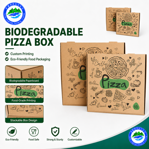 Caja de Cartón para Pizza Biodegradable, Personalizada con Logotipo, Impresa a Medida, en Varios Tamaños, Venta Directa de Fábrica, Ideal para Fiestas - Product Image 1